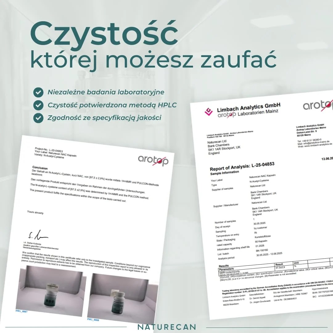 NAC Naturecan przebadany laboratoryjnie i sprawdzony metodą HPLC
